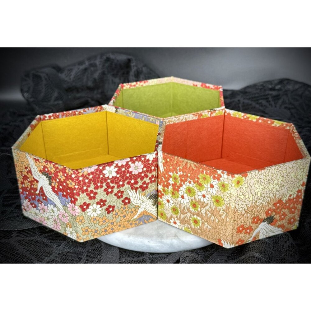 handmade hexagonal origami boxes